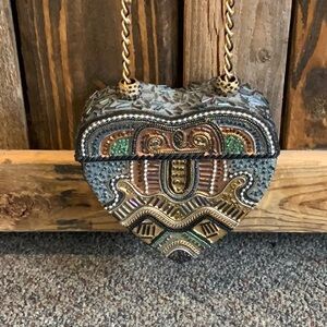 Beautiful Beaded Heart Shaped Purse/Box